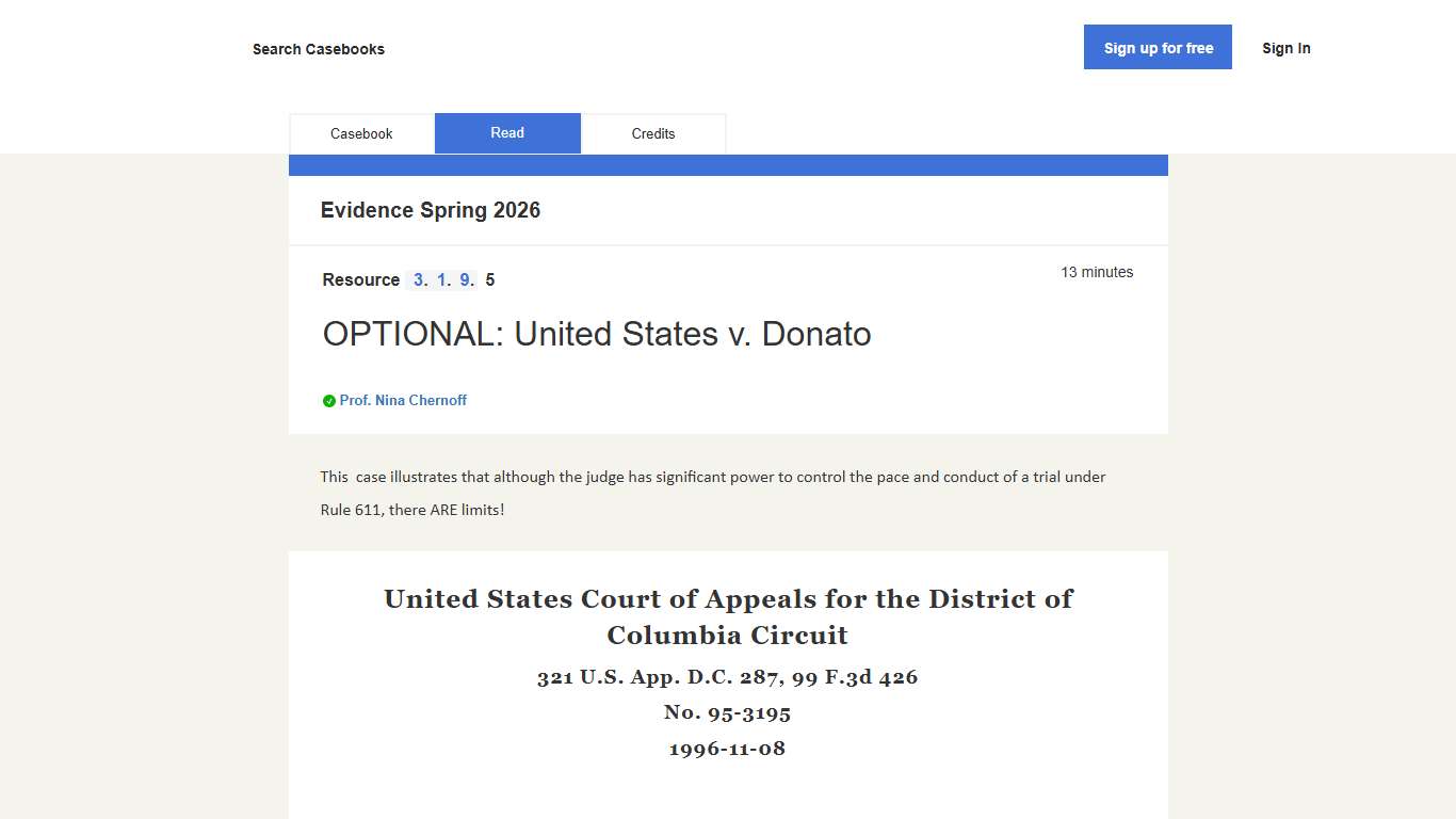 Evidence Spring 2026 : OPTIONAL: United States v. Donato H2O