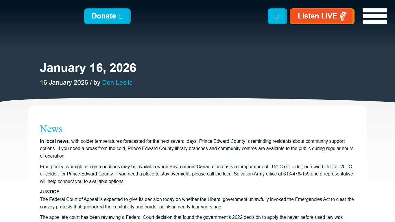 January 16, 2026 99.3 County FM