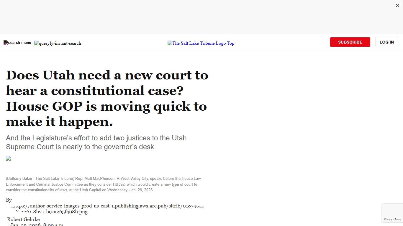 A Constitutional Court in Utah? Legislature is moving quick to make it happen.